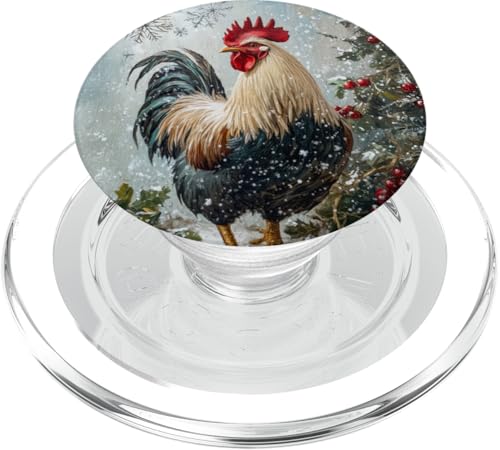 Festlicher Winterhahn mit Schneeflocken - Weihnachten PopSockets PopGrip für MagSafe von The Festive Farm Pavilion & Depot