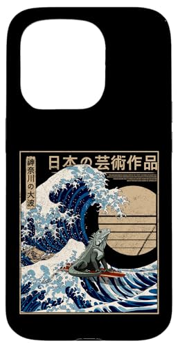 Leguan surft Auf der Großen Welle vor Kanagawa Lustiges Japanisch Hülle für iPhone 15 Pro von The Great Wave off Kanagawa - Otaku Harajuku Tees