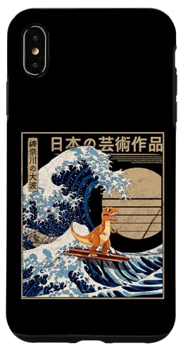 T-Rex surft auf der Großen Welle vor Kanagawa Lustiges Japanisch Hülle für iPhone XS Max von The Great Wave off Kanagawa - Otaku Harajuku Tees