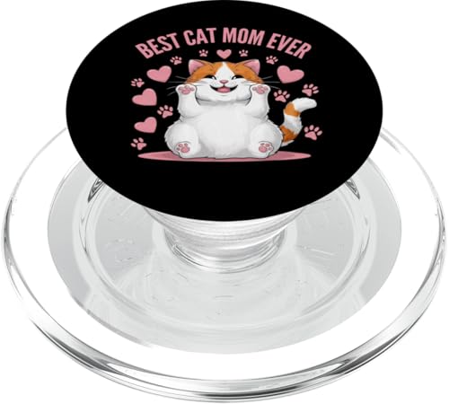 Best Cat Mom Ever - Muttertagsgeschenk - Niedlicher Katzen-Slogan PopSockets PopGrip für MagSafe von The Motherly Hugs Store