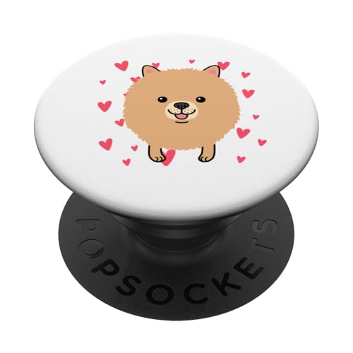 Niedlicher flauschiger Zwergspitz-Welpen-Druck PopSockets Klebender PopGrip von The New Antique