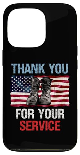 Hülle für iPhone 13 Pro USA-Flagge "Thank You for Your Service" – Memorial Veterans Day von The Patriotic American Store