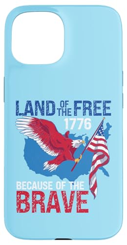 Hülle für iPhone 15 USA Flagge Karte Adler Land der Freien Wegen der Brave von The Patriotic American Store