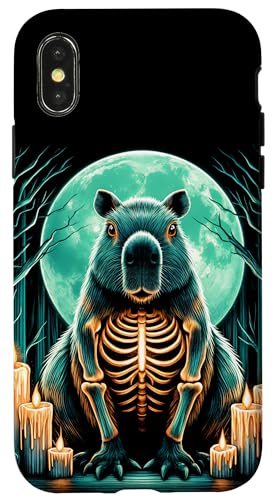 Hülle für iPhone X/XS Cooles Capybara Skelett Halloween Weihnachten Geburtstag von The Skeleton Animals Halloween Art Store