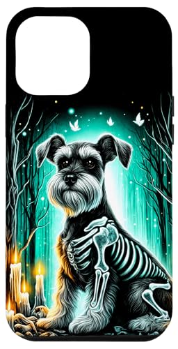 Hülle für iPhone 15 Plus Cooles Miniatur-Schnauzer-Skelett, Halloween, Hund, Mutter, Papa von The Skeleton Dogs Halloween Art Store