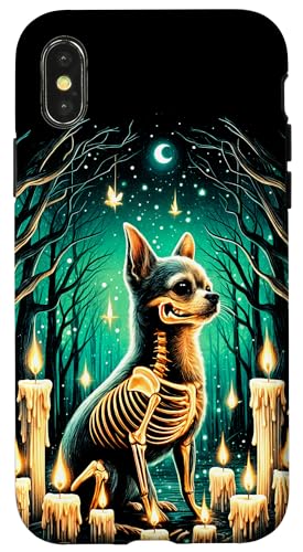 Hülle für iPhone X/XS Coole Chihuahua Hund Skelett Halloween Hund Mama Papa Weihnachten von The Skeleton Dogs Halloween Art Store