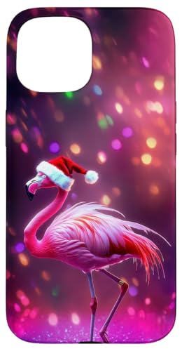 Hülle für iPhone 15 Festlicher Flamingo in Weihnachtsmütze - Weihnachten von The Whimsy Cove Bazaar