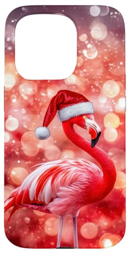 Hülle für iPhone 15 Pro Festlicher Flamingo in Weihnachtsmütze - Weihnachten von The Whimsy Cove Bazaar