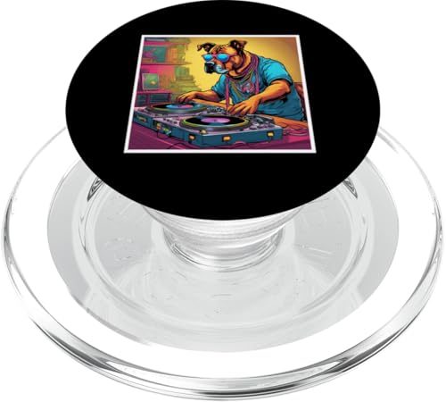 Dog Music DJ-Plattenspieler, Mix, Schallplatte, Party-Grafik PopSockets PopGrip für MagSafe von The World Has Gone To Dogs Graphic Art and Design