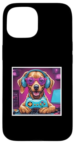 Hülle für iPhone 15 Fun Puppy Dog Videospiel Gaming Gamer Controller Art Grafik von The World Has Gone To Dogs Graphic Art and Design