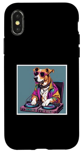 Hülle für iPhone X/XS Lustige, lässige Hunde-Musik, DJ-Plattenspieler, Mixing Party, Kunstgrafik von The World Has Gone To Dogs Graphic Art and Design