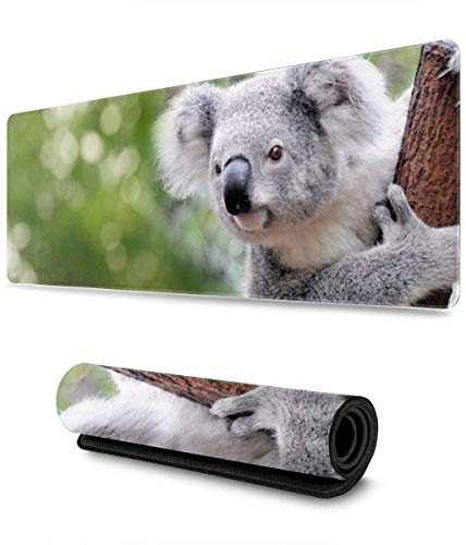 TheEcoWay Koala auf Zweig, Mauspad, Schreibtischunterlage, Computertastatur, Mauspad mit Rutschfester Gummiunterseite, 30 x 80 cm von TheEcoWay