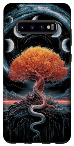 Hülle für Galaxy S10+ Baum des Lebens Phasen des Mondes Kosmische Schlange Retro Vibe von Theater Of Oneness
