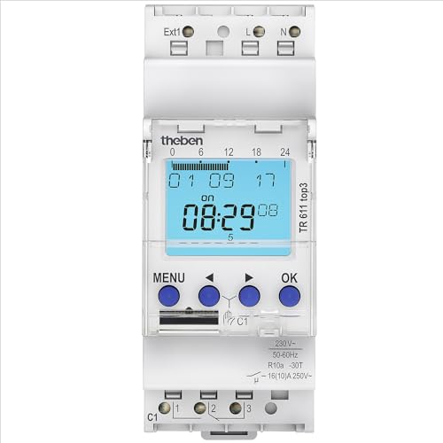 Theben 6110130 TR 611 top3 - Digitale 1-Kanal Zeitschaltuhr mit externem Eingang und App-Programmierung, perfekt für LEDs, Zeitschalter von Theben