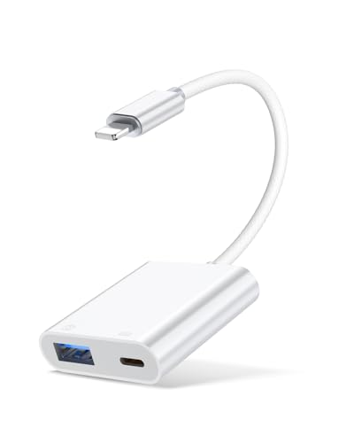 Lightning-auf-USB-Kamera-OTG-Adapter für iPhone 14,USB-3.0-Kabel-Buchsenadapter mit Ladeanschluss, unterstützt Kartenleser, USB-Flash-Laufwerk, Game-Controller, kompatibel mit Lightning-Port-Geräten von Thecoopidea