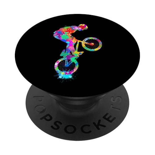 BMX Rider, cooles Regenbogen-Splatter-Design für Fahrradliebhaber PopSockets Klebender PopGrip von Therapy Designs