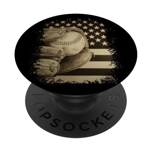 Baseball und amerikanische Flagge Foto Spritzer Art Tee PopSockets Klebender PopGrip von Therapy Designs