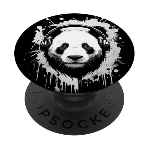 Cooler Panda mit Kopfhörern PopSockets Klebender PopGrip von Therapy Designs