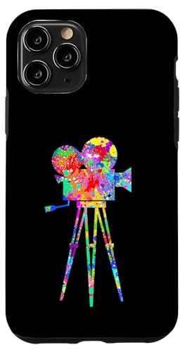 Hülle für iPhone 11 Pro Videokamera Cool Rainbow Art Splatter Film Lover Design von Therapy Designs