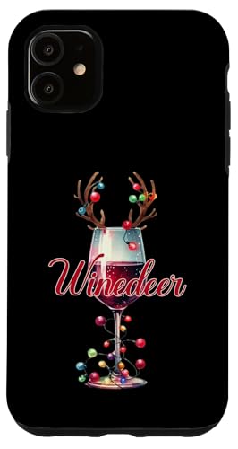 Hülle für iPhone 11 Winedeer Lustiges Weihnachtswein, Rentier-Design von Therapy Designs