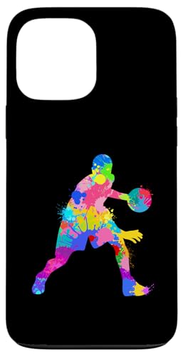 Hülle für iPhone 13 Pro Max Basketballspieler, cooles Regenbogenspritzer-Design von Therapy Designs