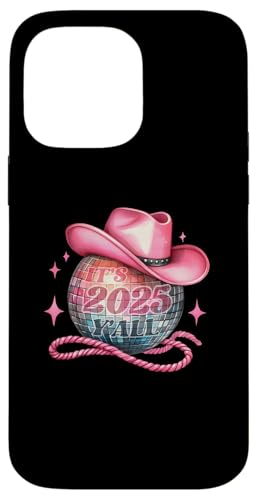 Hülle für iPhone 14 Pro Max It's 2025 Y'all New Years Discokugel mit rosa Cowboyhut von Therapy Designs