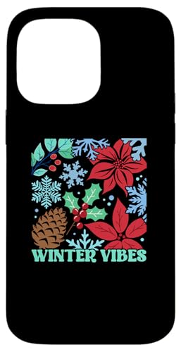 Hülle für iPhone 14 Pro Max Winter Vibes Weihnachtsstern, Schneeflocke und Tannenzapfen Design von Therapy Designs