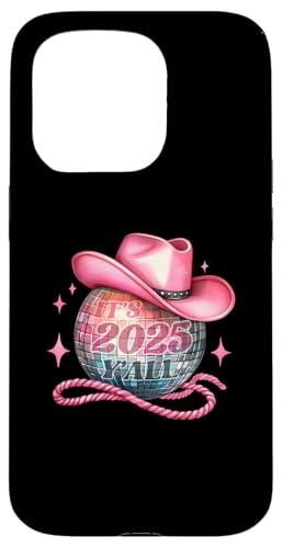 Hülle für iPhone 15 Pro It's 2025 Y'all New Years Discokugel mit rosa Cowboyhut von Therapy Designs