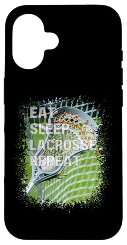 Hülle für iPhone 16 Eat Sleep Lacrosse Repeat Photo Splatter Art T-Shirt von Therapy Designs