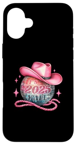 Hülle für iPhone 16 Plus It's 2025 Y'all New Years Discokugel mit rosa Cowboyhut von Therapy Designs