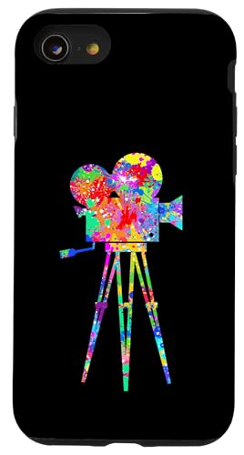 Hülle für iPhone SE (2020) / 7 / 8 Videokamera Cool Rainbow Art Splatter Film Lover Design von Therapy Designs