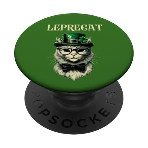 Leprecat Katze mit Koboldhut St. Patrick's Day Design PopSockets Klebender PopGrip von Therapy Designs