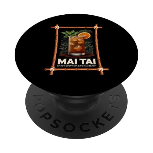 Mai Tai Schild Lustiges tropisches Cocktail-Design PopSockets Klebender PopGrip von Therapy Designs