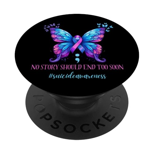 Suicide Prevention Awareness Semikolon and Butterfly Design PopSockets Klebender PopGrip von Therapy Designs