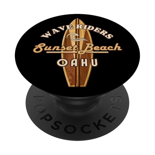 Surf Sunset Beach Oahu Surfen Urlaub PopSockets Klebender PopGrip von Therapy Designs