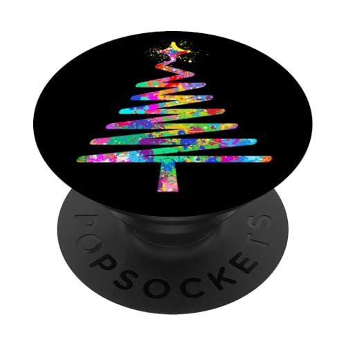 Weihnachtsbaum-Kunst, cooles Regenbogen-Spritzer-Design PopSockets Klebender PopGrip von Therapy Designs