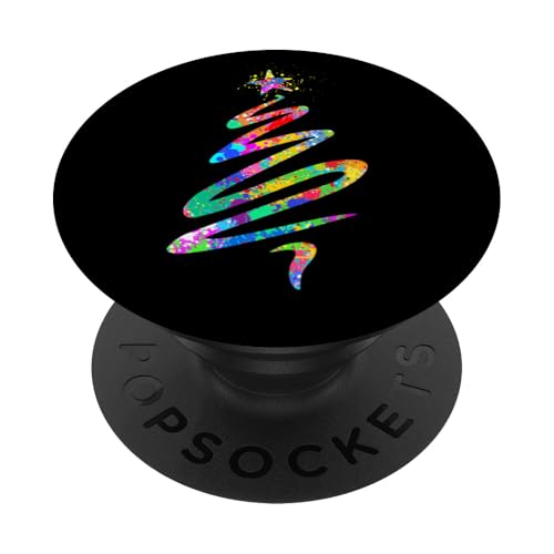 Weihnachtsbaum-Kunst, cooles Regenbogen-Spritzer-Design PopSockets Klebender PopGrip von Therapy Designs