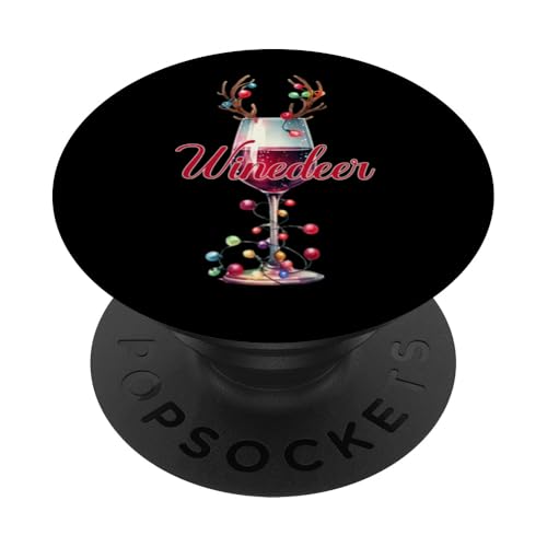 Winedeer Lustiges Weihnachtswein, Rentier-Design PopSockets Klebender PopGrip von Therapy Designs