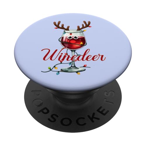 Winedeer Lustiges Weihnachtswein, Rentier-Design PopSockets Klebender PopGrip von Therapy Designs