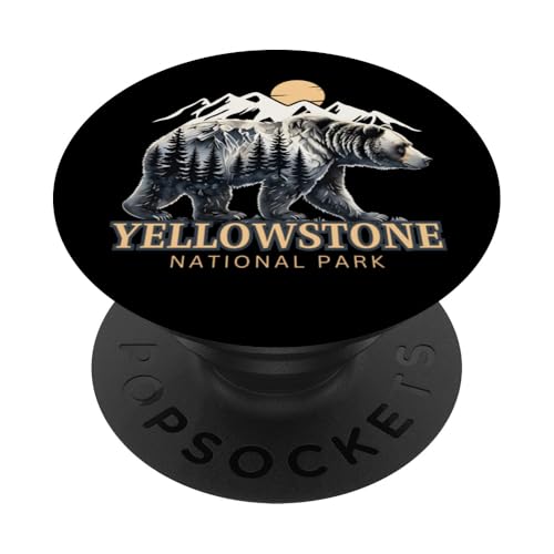 Yellowstone National Park Bär und Berge Design PopSockets Klebender PopGrip von Therapy Designs