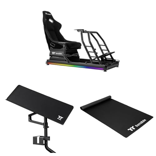 Thermaltake Bundle GR500 Racing Simulator Cockpit | Racing Rig | SimRig | Realistic Racing Seat | Black + Keyboard & Mouse Tray Black for GR500 & GF500 Cockpit + SIM Rig Floor Mat | Black von Thermaltake