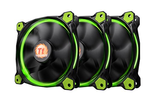 Thermaltake Riing 12 hoher Statischer Druck Circular Ring Blue LED Case/Heizkörper Lüfter mit Anti-Vibration System Triple Pack Cooling grün von Thermaltake