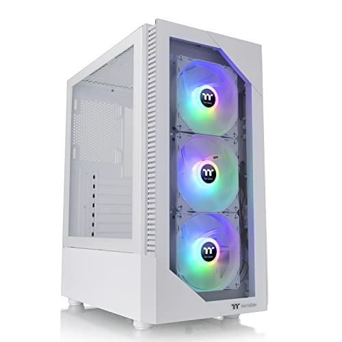 Thermaltake View 200 TG Snow ARGB Motherboard Sync ATX Tempered Glass Mid Tower Computer Gehäuse mit 3 x 120 mm Front ARGB Lüfter, CA-1X3-00M6WN-00 von Thermaltake