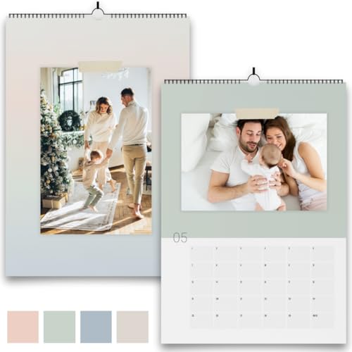 Fotokalender 2025 zum selbstgestalten | Bastelkalender immerwährend A4 Format | DIY Kalender zum selber gestalten 12 Monate | Geschenk Weihnachten Familie (Pastell Mehrfarbig) von Things of Happiness