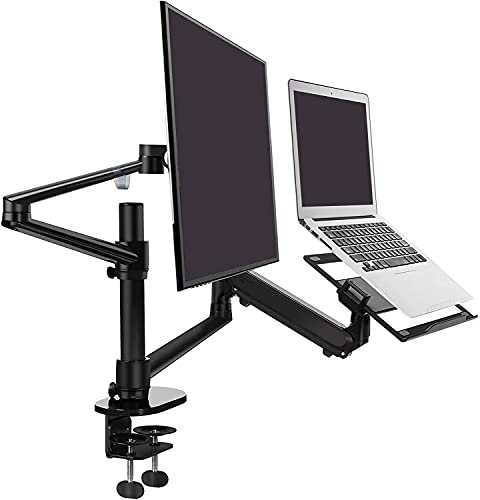 ThingyClub Dual Arm Laptop and Monitor Stand - Single Height Adjustable Gas Spring Laptop Arm and Single Arm Stand von Thingy Club