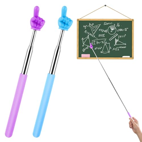 Thinp Fingerzeiger-Stick, einziehbarer Lehrer-Zeigerstab für Klassenzimmer, Teleskop-Fingerlehrer, Zeiger für Klassenzimmer, Lehrer, Präsentation, Blau, Lila, 2 Stück von Thinp