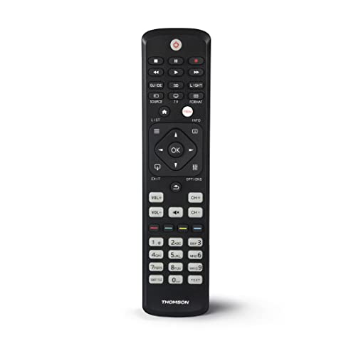 Thomson Ersatz-Fernbedienung für Philips TVs (sofort einsatzbereit, lernfähig, Simple Mode, leuchtende Tasten, Infrarot) IR Remote Control schwarz von Thomson