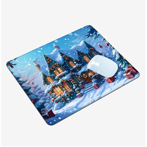 Mauspad,Schreibtischunterlage Häuser Mousepad Klein 340x280x3mm,Gaming Mauspad Weihnachten Desk Mat mit Rutschfester Gummiunterseite,Wasserdichtes Maus Pad für Kabellose Maus,Reisen,Tragbar T1-241 von Thooaixy