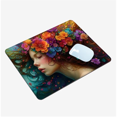 Mauspad,Schreibtischunterlage Mädchen Mousepad Klein 340x280x3mm,Gaming Mauspad Blume Desk Mat mit Rutschfester Gummiunterseite,Wasserdichtes Maus Pad für Kabellose Maus,Heimbüro,Reisen,Tragbar T1-163 von Thooaixy