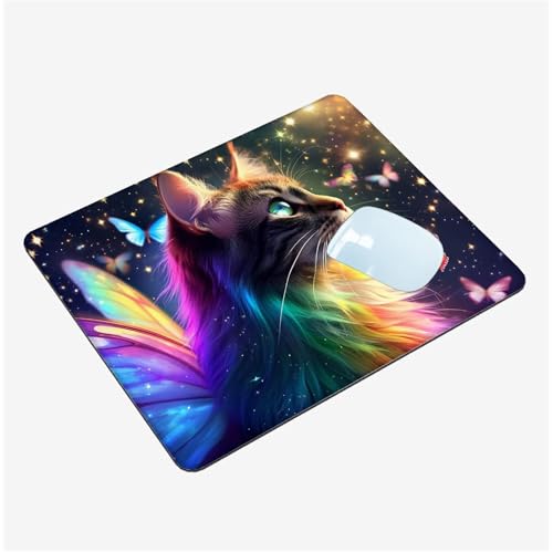 Mauspad Klein 260x210mm, Mini Mousepad Katze Schreibtischunterlage, wasserdichte Gaming Mauspad Schmetterling Mauspads mit Vernähten Kanten, rutschfeste Mouspad, Tragbar, Schreibtisch Zubehör T1-1454 Mauspad Klein 260x210mm, Mini Mousepad Katze Schreibtischunterlage, wasserdichte Gaming Mauspad Schmetterling Mauspads mit Vernähten Kanten, rutschfeste Mouspad, Tragbar, Schreibtisch Zubehör T1-1454 von Thooaixy